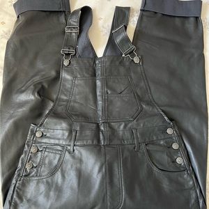 Free people vegan leather ziggy overall black sz S